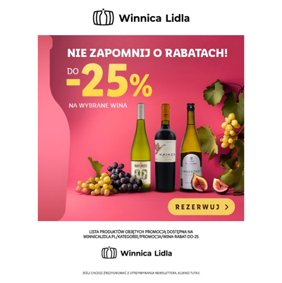 Ostatnia szansa! Rezerwuj wina z rabatem do -25%!