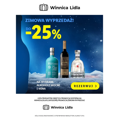 Wyprzedaż trwa! Rezerwuj alkohole z rabatem do -25%!