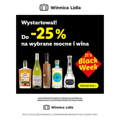 Rabat do -25% na alkohole mocne i wina