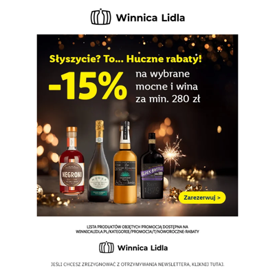 Rabat 15% przy rezerwacji za min. 280 zł