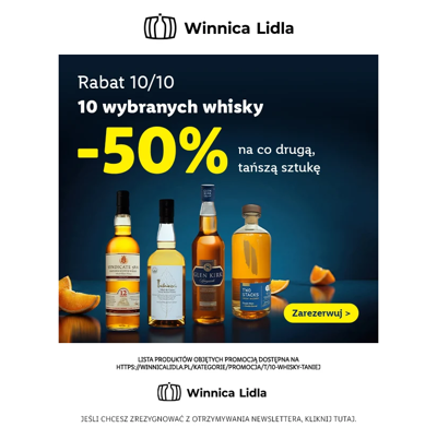 -50% na co drugą, tańszą whisky! Rezerwuj teraz>