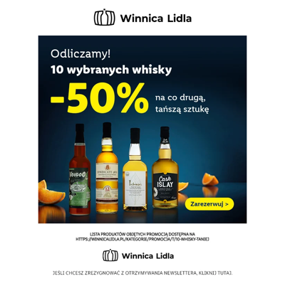 Whisky: druga, tańsza sztuka -50%
