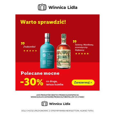 Przypominamy: co druga, tańsza butelka -30%