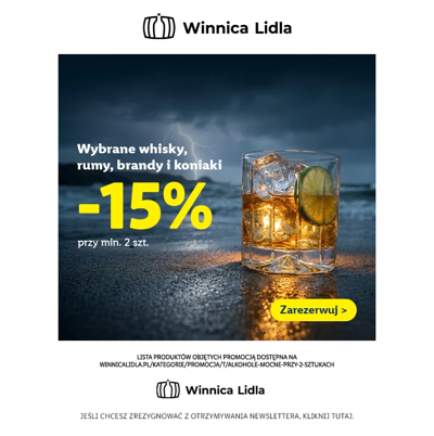 Whisky, rum, brandy i koniak -15% przy 2 szt.