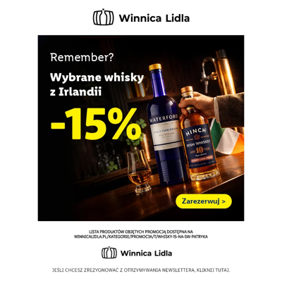 Irlandzka whisky -15% - kończymy dziś