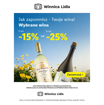 Końcówka rabatu na wina do -25%