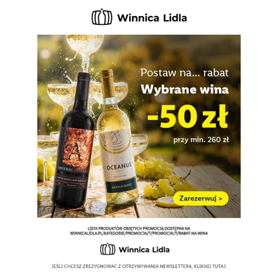 Przypomnienie: oszczędzasz 50 zł na winie