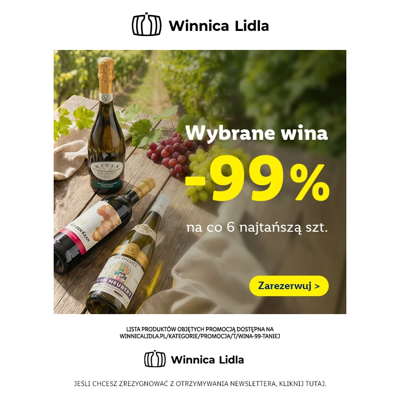 -99% na 6. najtańszą butelkę wina