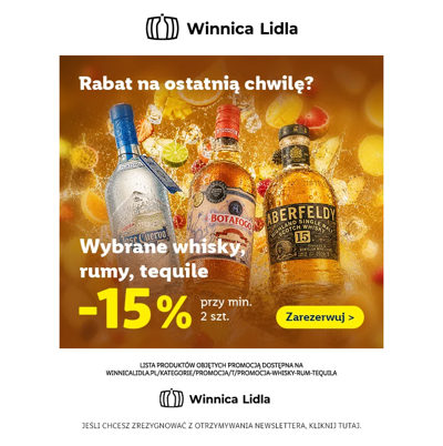-15% przy min. 2 szt. na whisky, rumy i tequile - końcówka akcji