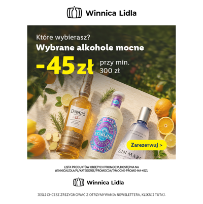 45 zł rabatu na mocne alkohole