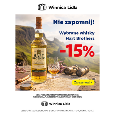 Nie przegap -15% na whisky Hart Brothers