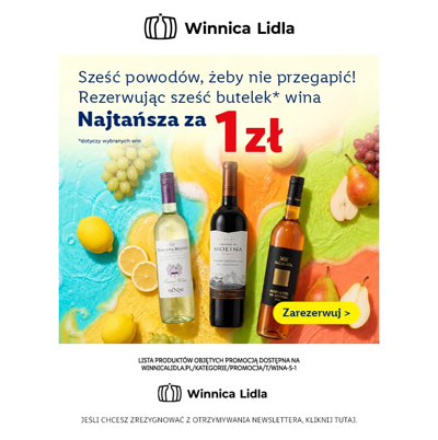 Wybrane wina - najtańsze za 1 zł tylko do dziś