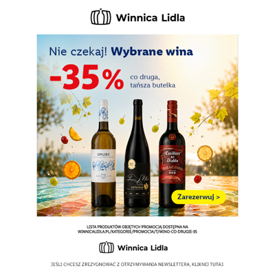 -35% na co drugie wybrane wino powoli znika