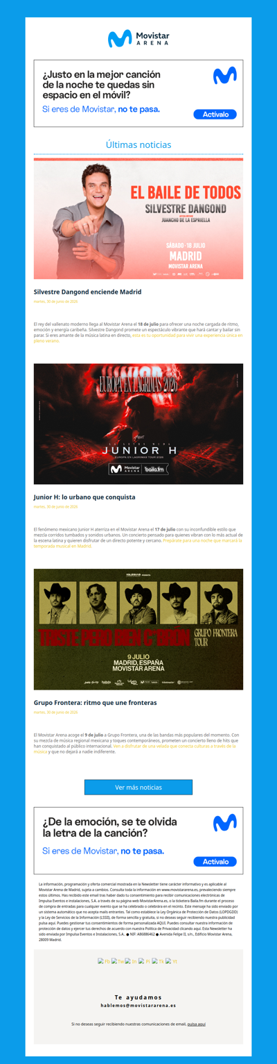 Lo que te espera en julio en el Movistar Arena