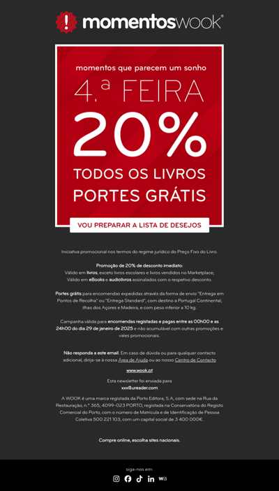 Faltam 2 dias ⏰ 20% em todos os livros e portes grátis 📚