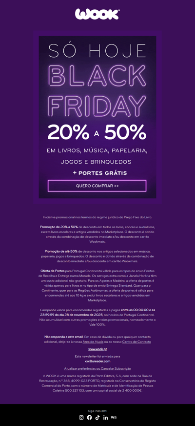 É AGORA 💥 Black Friday com 20% a 50% para si 🛒