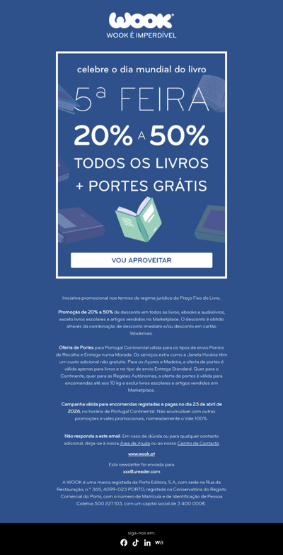 Faltam 2 dias 📢 20% a 50% em todos os livros e portes grátis 📚🌍