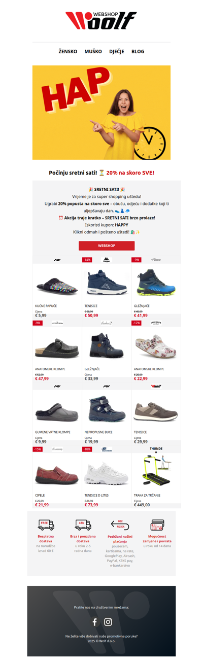 ⏰ Sretni sati! 20% dodatni popust na skoro SVE!