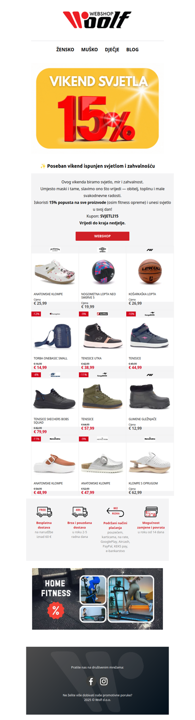 Vikend svjetla 🌟 – 15% popusta na sve!