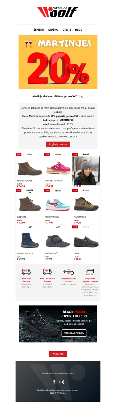 🍇 Martinje – 20% popusta na svu obuću