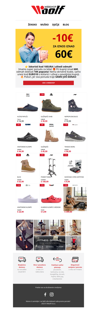 Samo danas –10€ popusta na kupnju iznad 60 € 🎁