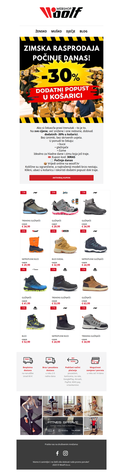 Zimska rasprodaja počinje danas ❄️ Dodatnih -30%