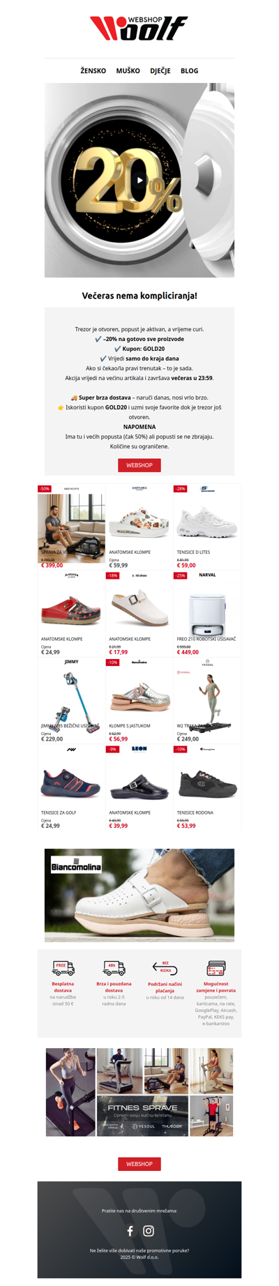 Otvorili smo trezor 🔓 20% na gotovo sve – samo danas!