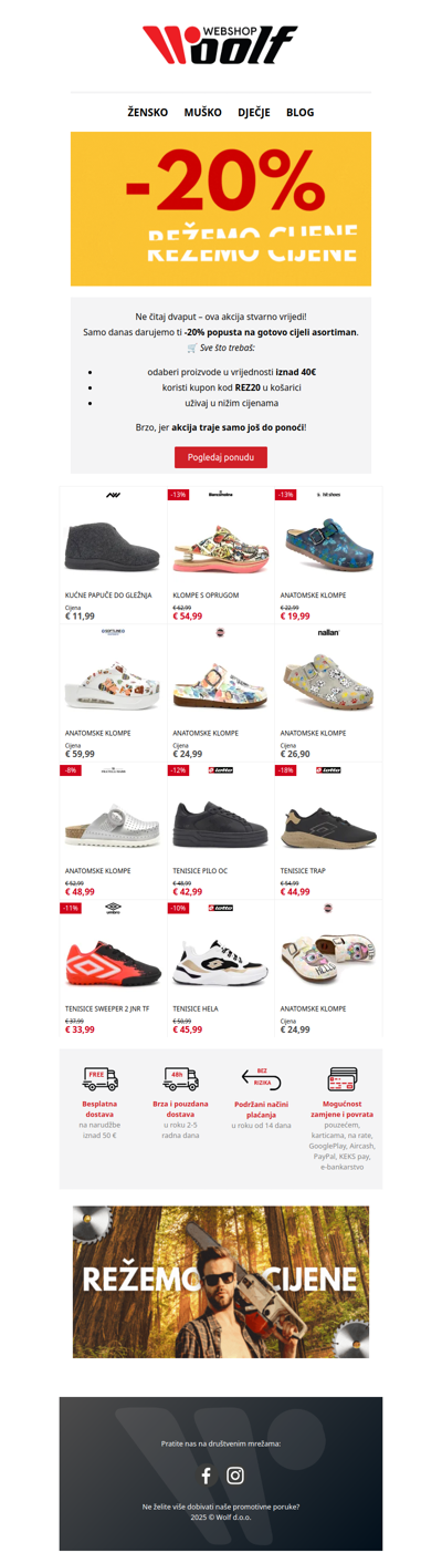 🔥Uštedi danas dodatnih 20% – iskoristi kupon REZ20!