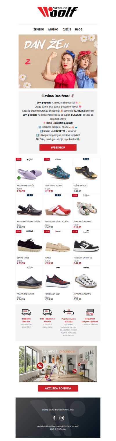 🎉Slavimo Dan žena! 20% dodatni popust!