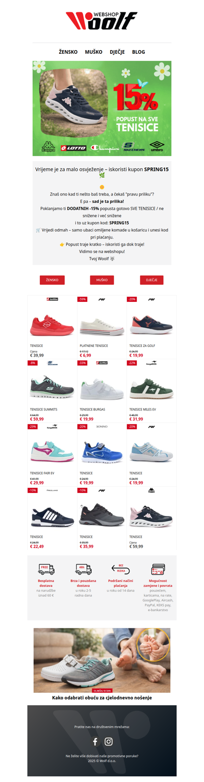 🌼 Stiglo PROLJEĆE! 15% na sve TENISICE!