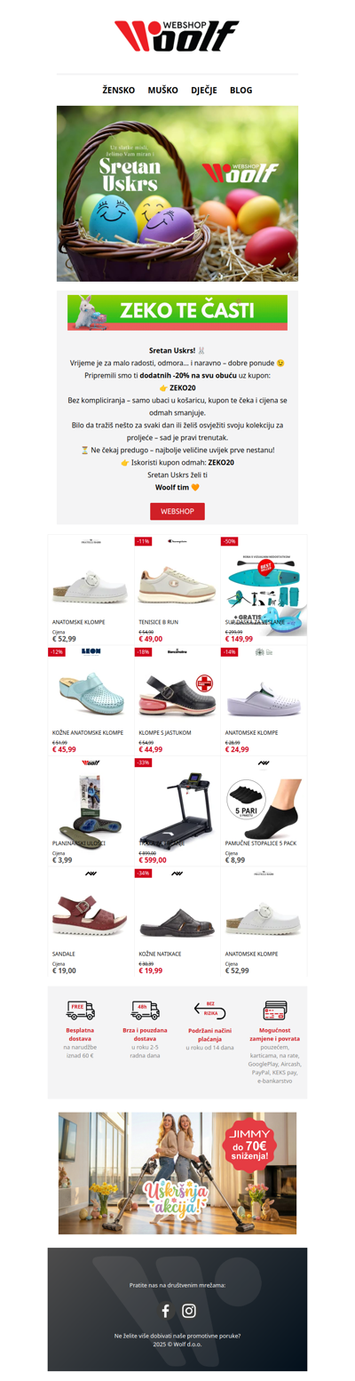 🐣 Sretan Uskrs + dodatnih -20% na svu obuću!