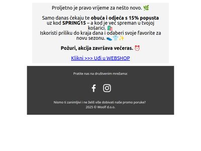 🌸 Danas 15% na obuću i odjeću