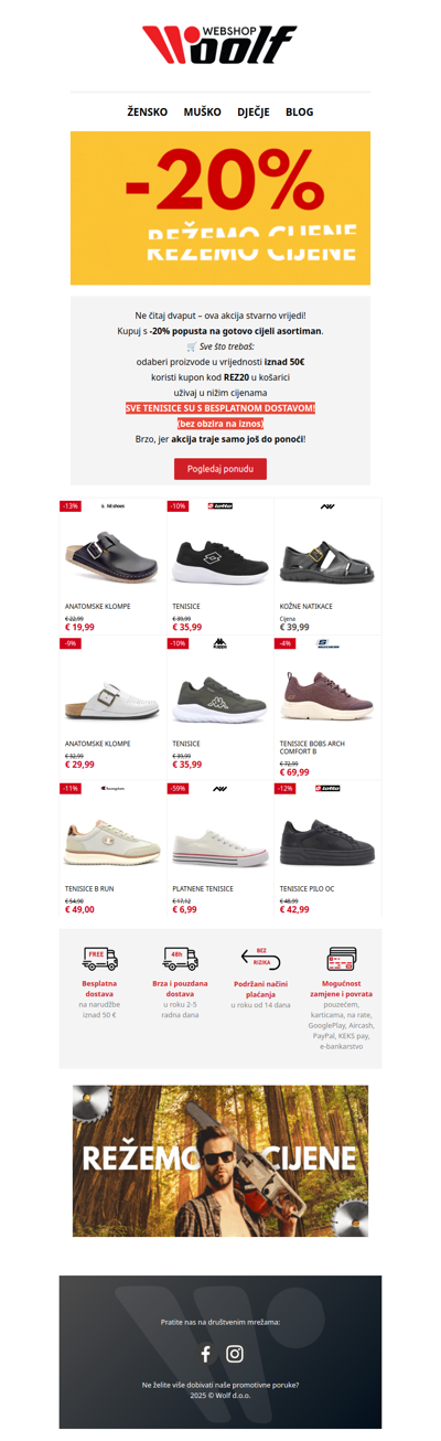 🔥Uštedi danas dodatnih 20% – iskoristi kupon REZ20!