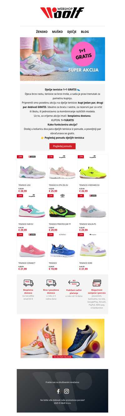 Dječje tenisice 1+1 GRATIS + besplatna dostava 👟