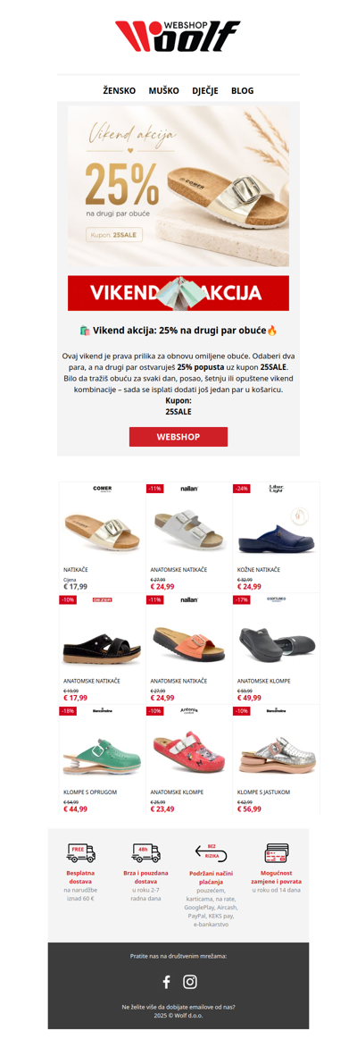 Vikend akcija: -25% na drugi par obuće 👟