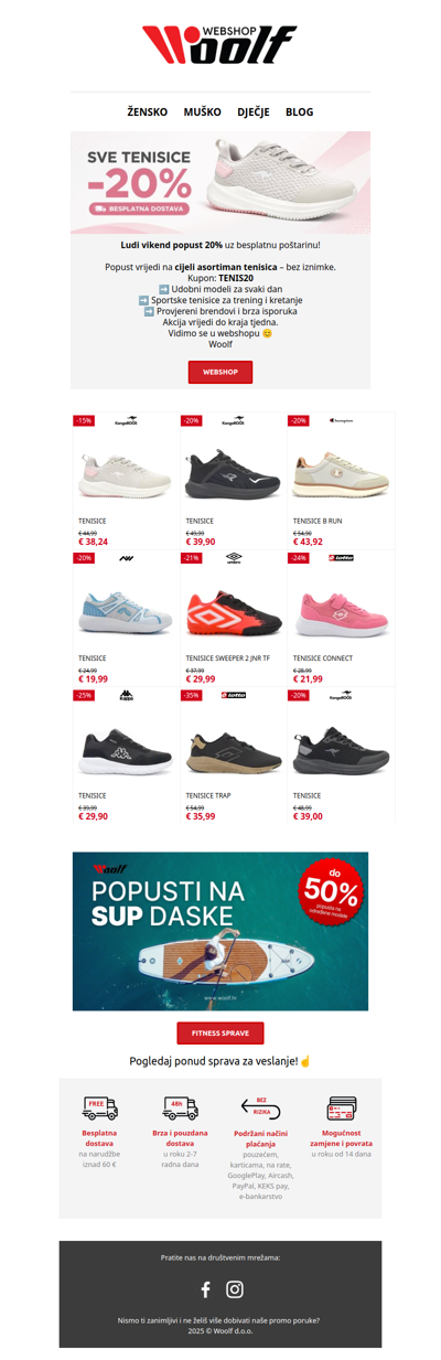 🚚 -20% na SVE TENISICE - BESPATNA DOSTAVA
