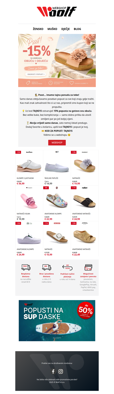 🎁 Pssst… TAJNA akcija: 15% na obuću! 👟👠