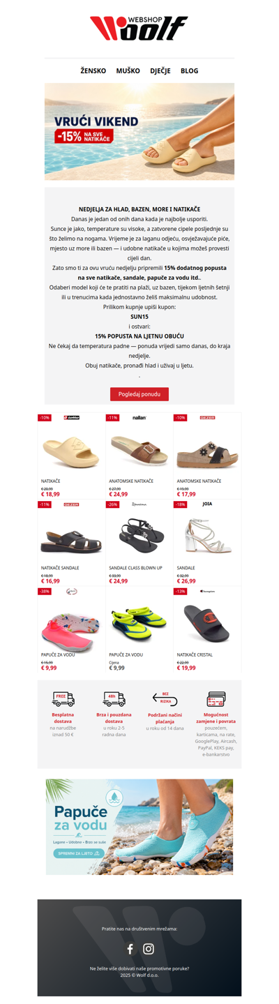 🏖️– 15% popusta na ljetne artikle!