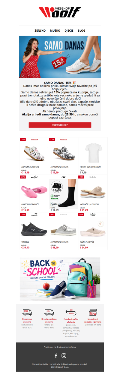 🔥 SAMO DANAS: -15% na kupnju!