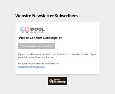 Wool Warehouse Newsletter: Please Confirm Subscription