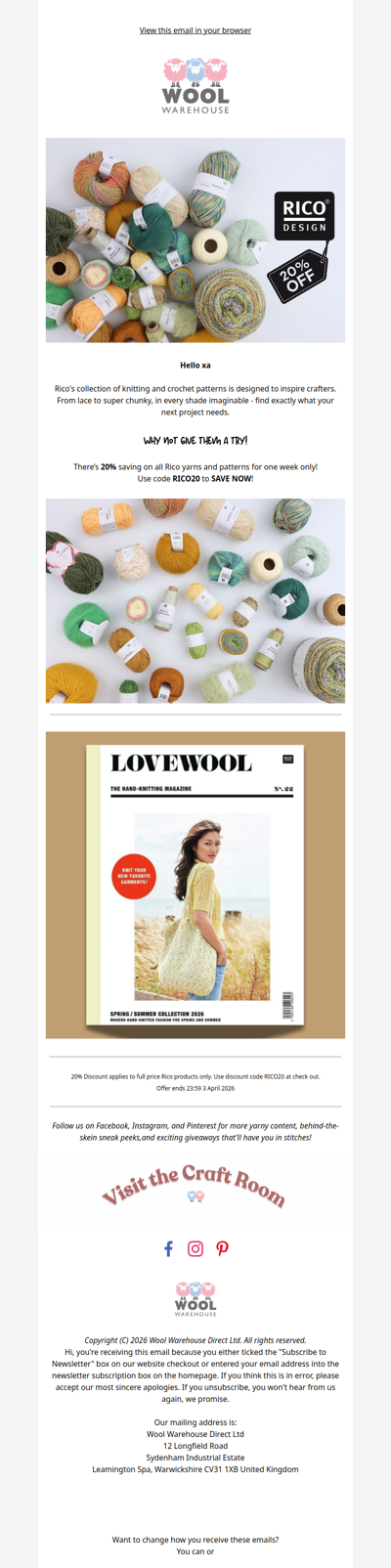 💓 20% Off ALL Rico Yarns 💓