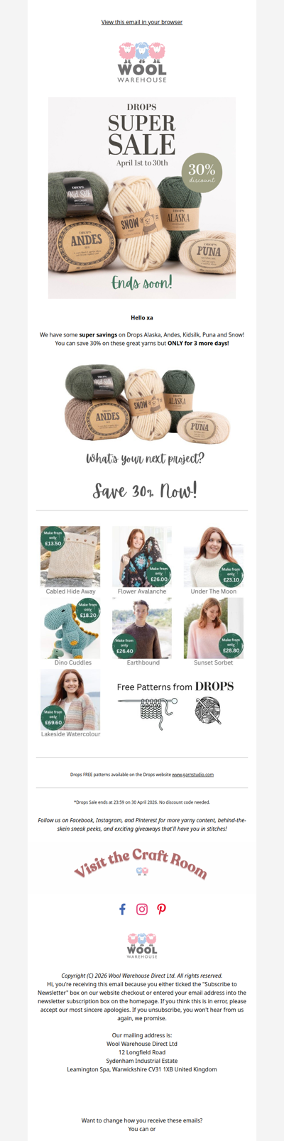 30% Discount on yarns?