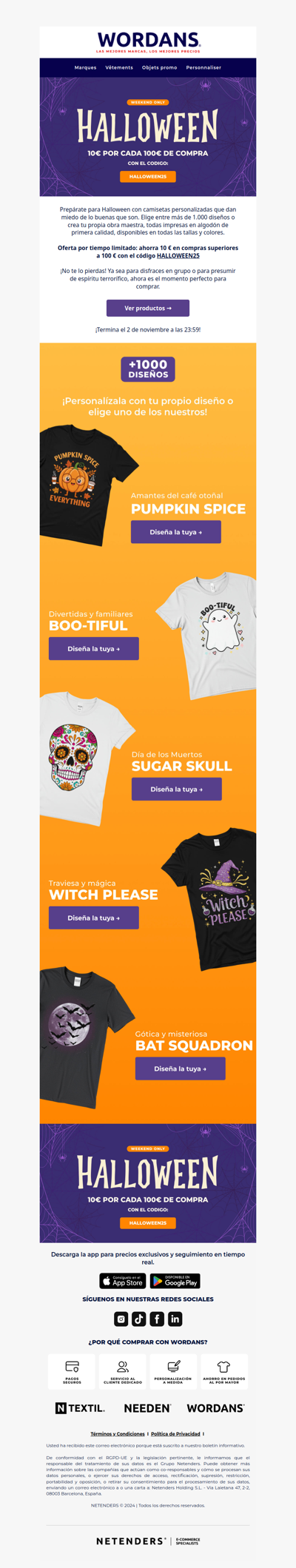 ⏳ [TERMINA PRONTO] ⏳ 🎃 Usa el código HALLOWEEN25 y consigue 10 € de descuento en pedidos superiores a 100 €