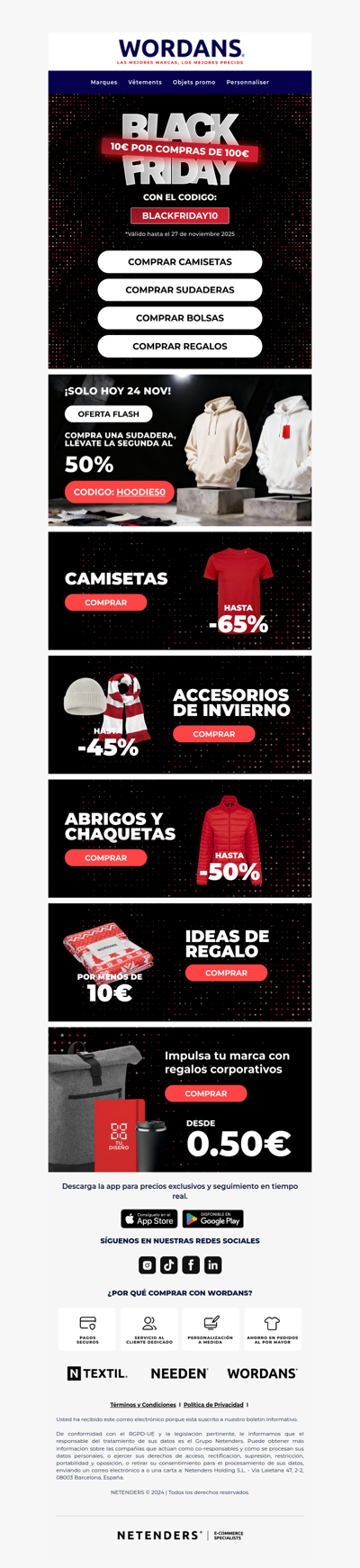 ⚡ Black Friday: compra una sudadera, llévate la segunda al 50% + 10 € de descuento en pedidos de 100 €!