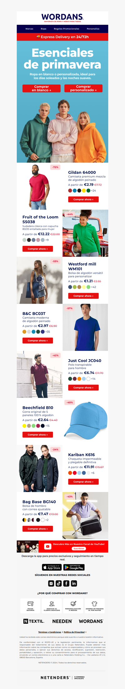 [Hasta -72 %] de descuento en básicos de primavera, lisos o personalizados 🏷️