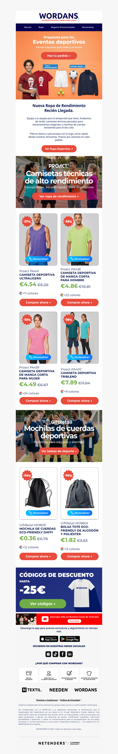 👕 Ropa Deportiva Desde €4,50 | Camisetas Técnicas y Mochilas de Cuerdas