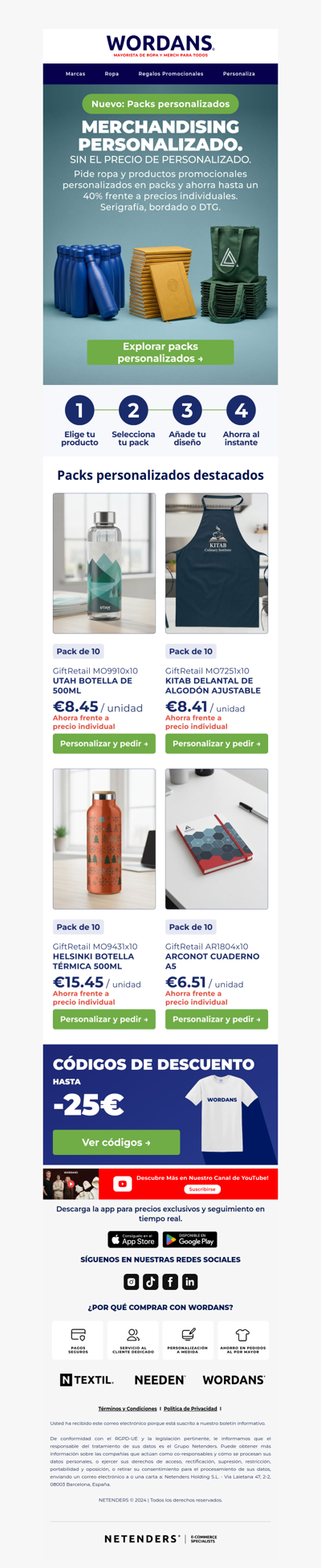 Nuevo: packs de merchandising personalizado