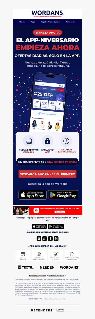 ¡El app-niversario empieza ahora! 🎉 Ofertas diarias dentro
