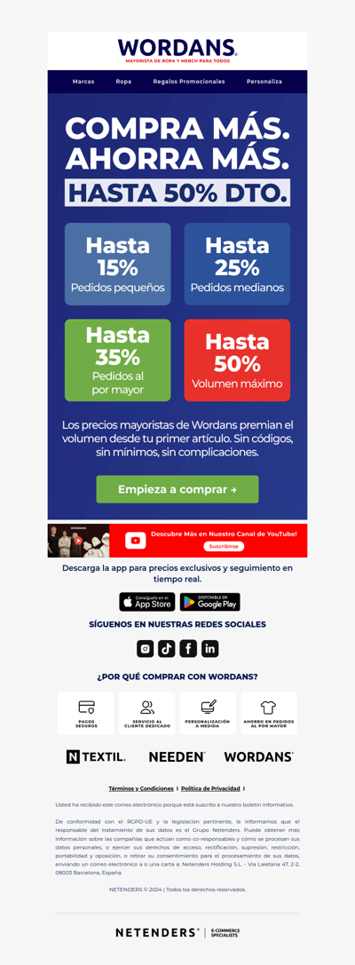 Cuanto más compras, menos pagas: hasta un 50% de descuento.