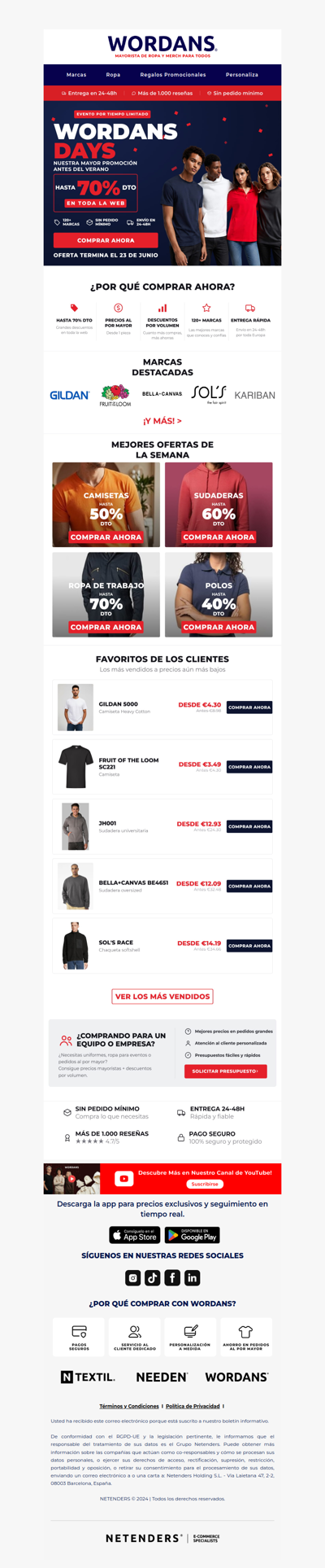 🚨 Wordans Days ha comenzado: Hasta 70% de descuento en todo